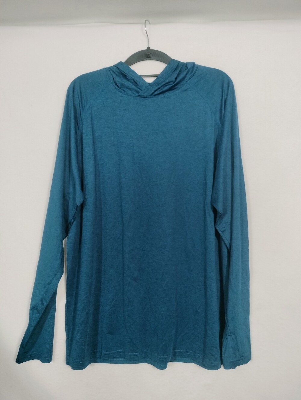 Men's Teal Long-Sleeve Hooded Shirt